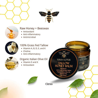 Organic Grass-Fed Beef Tallow Balm with Raw Honey - （2pc）